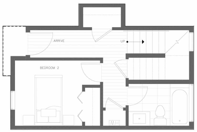 First Floor Plan of 6317C 9th Ave NE, One of Zenith Towns North by Isola Homes