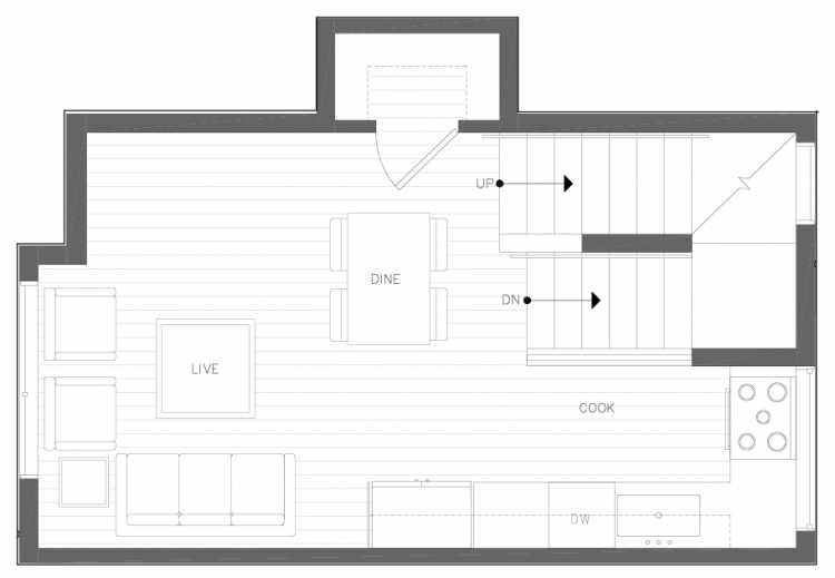 Second Floor Plan of 6317C 9th Ave NE, One of Zenith Towns North by Isola Homes
