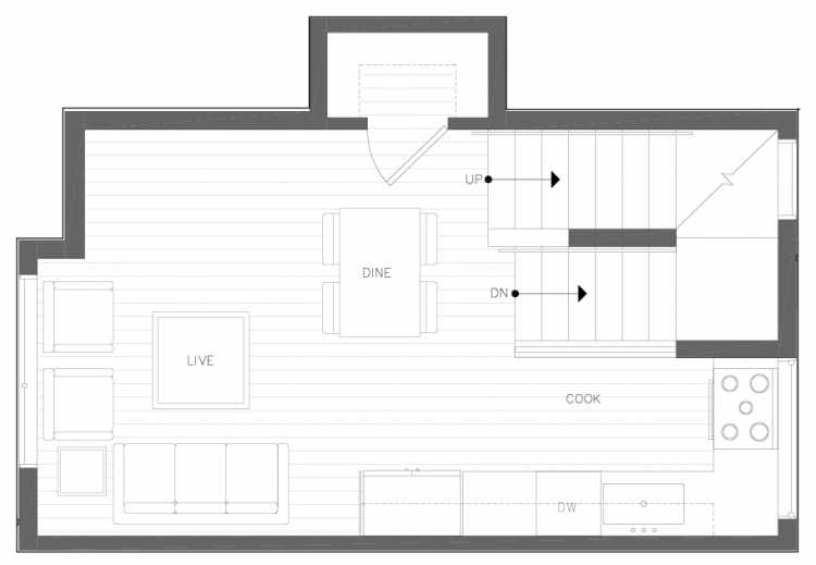 Second Floor Plan of 6317E 9th Ave NE, One of Zenith Towns North by Isola Homes