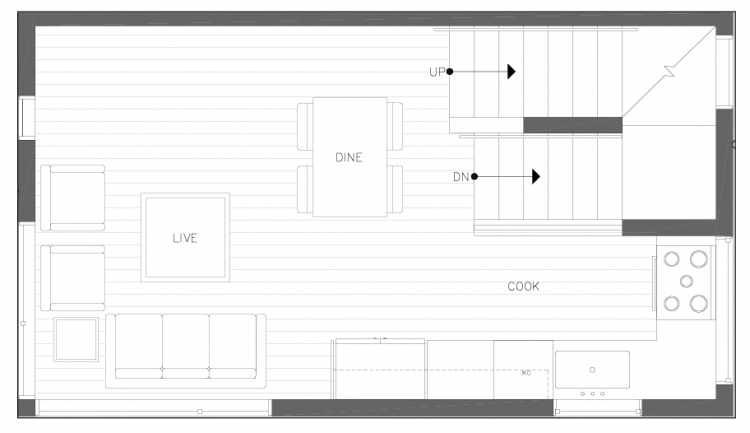 Second Floor Plan of 6317F 9th Ave NE, One of Zenith Towns North by Isola Homes