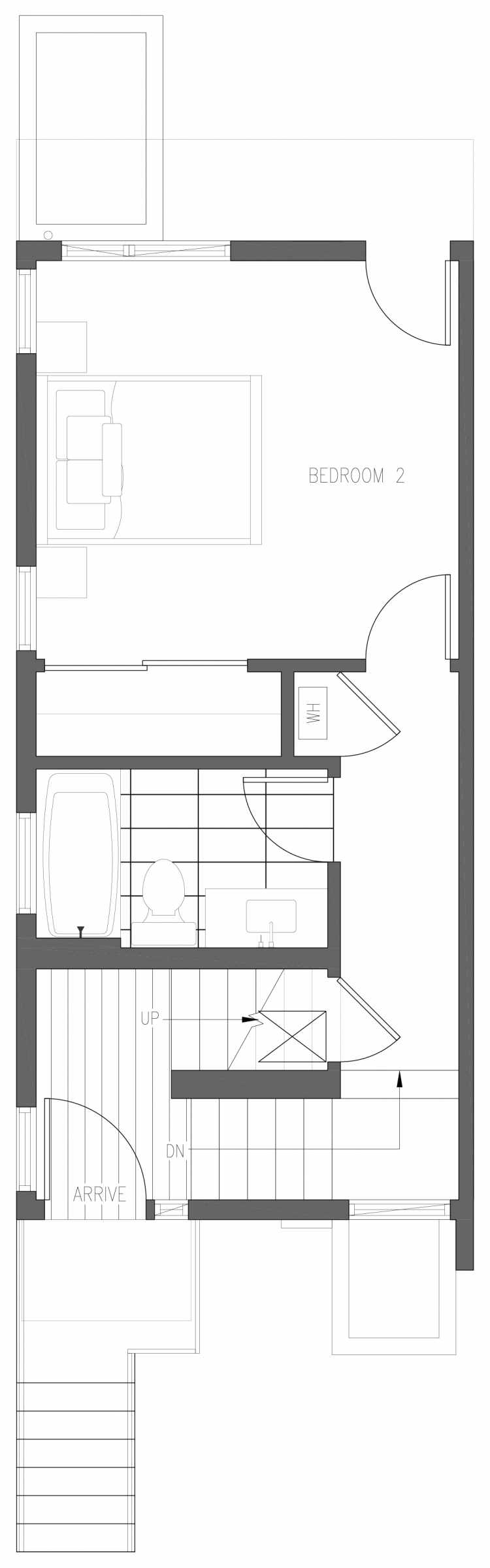 First Floor Plan of 6411 14th Ave NW, One of the Oleana Townhomes in Ballard by Isola Homes