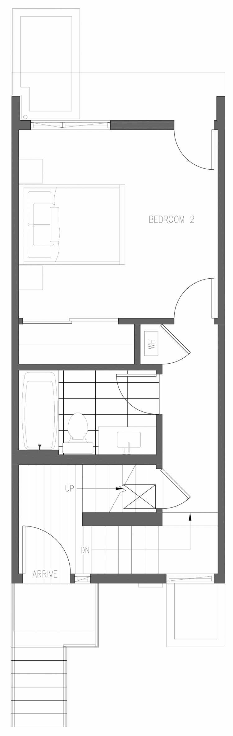 First Floor Plan of 6413 14th Ave NW, One of the Oleana Townhomes in Ballard by Isola Homes