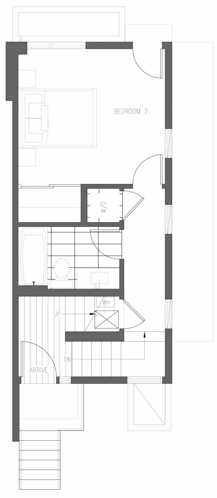 First Floor Plan of 6421 14th Ave NW, One of the Oleana Townhomes in Ballard by Isola Homes