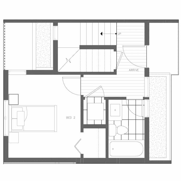 First Floor Plan of 6539E 4th Ave NE in the Bloom Townhomes at Green Lake