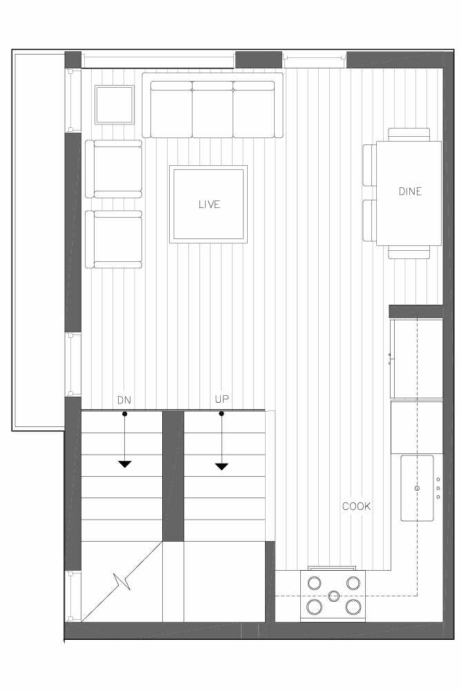 Second Floor Plan of 6539C 4th Ave NE in the Bloom Townhomes at Green Lake