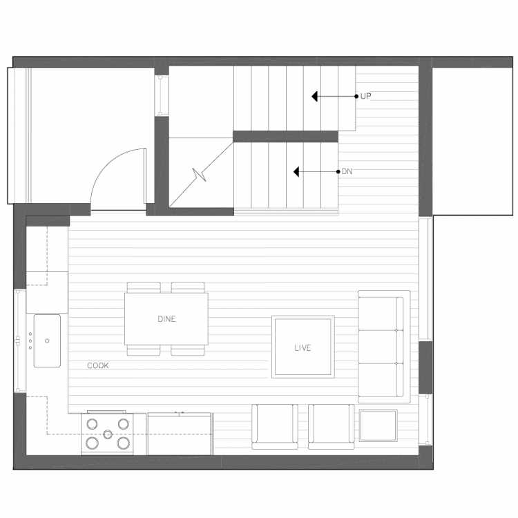 Second Floor Plan of 6539E 4th Ave NE in the Bloom Townhomes at Green Lake