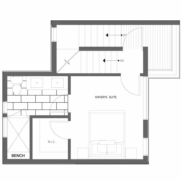 Third Floor Plan of 6539E 4th Ave NE in the Bloom Townhomes at Green Lake