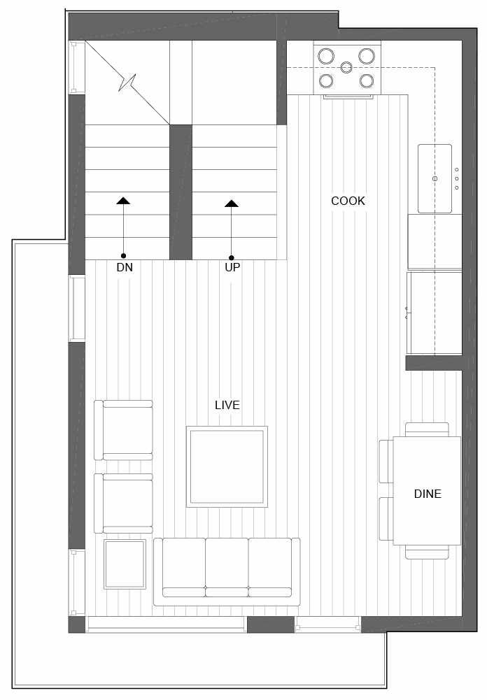 Second Floor Plan of 6539A 4th Ave NE in the Bloom Townhomes at Green Lake