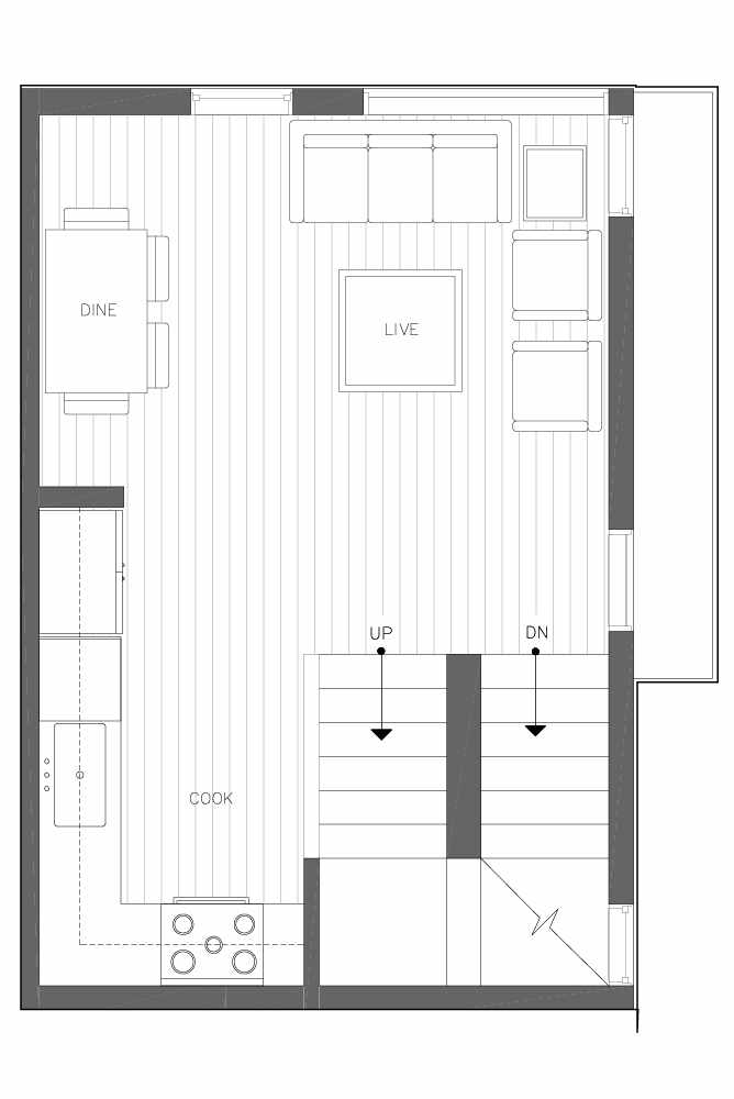Second Floor Plan of 6539D 4th Ave NE in the Bloom Townhomes at Green Lake