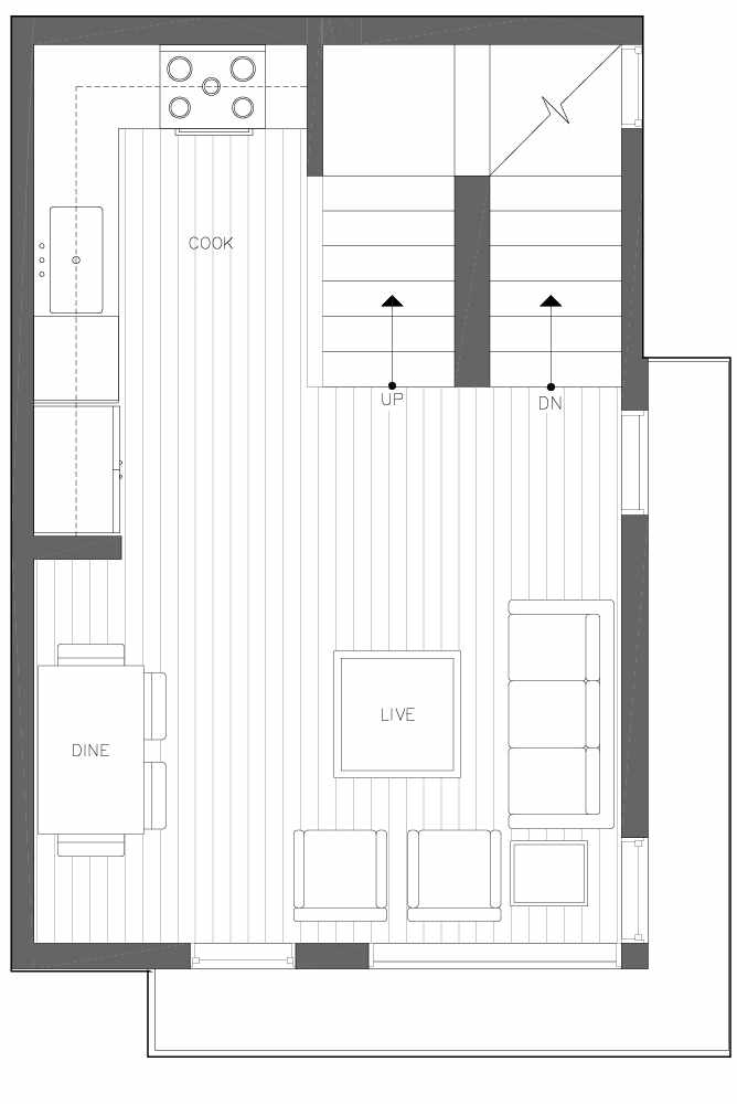 Second Floor Plan of 6539F 4th Ave NE in the Bloom Townhomes at Green Lake