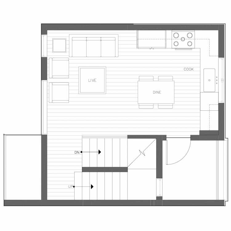 Second Floor Plan of 6539B 4th Ave NE in the Bloom Townhomes at Green Lake