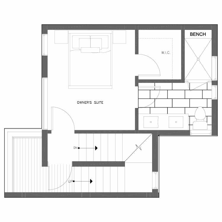 Third Floor Plan of 6539B 4th Ave NE in the Bloom Townhomes at Green Lake