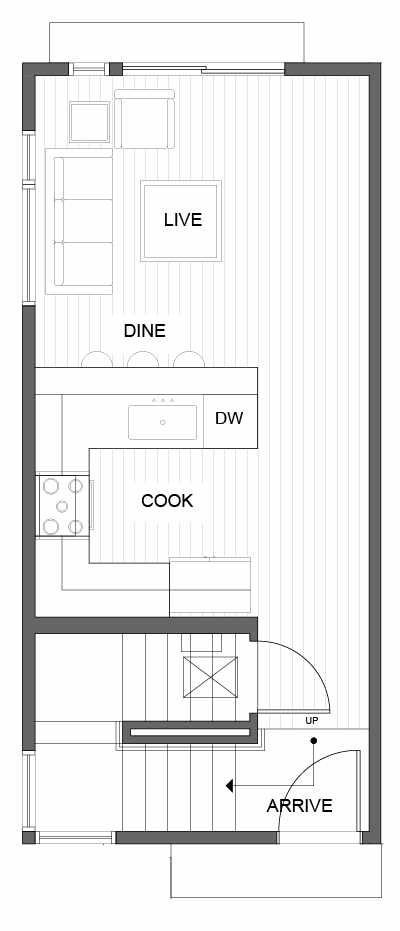 First Floor Plan of 7051 9th Ave NE, One of the Clio Townhomes in Roosevelt
