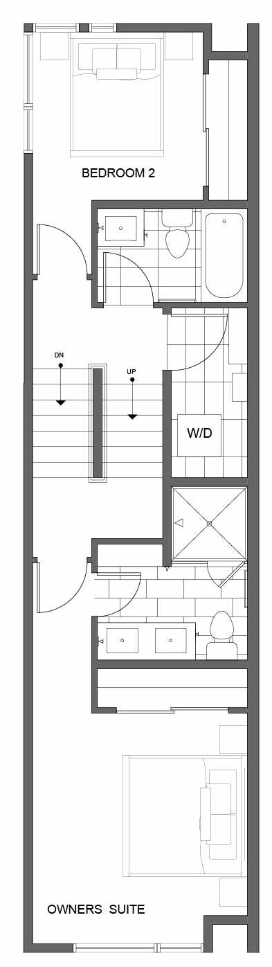 Second Floor Plan of 7055 9th Ave NE, One of the Clio Townhomes in Roosevelt