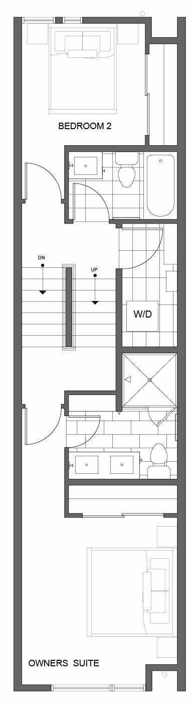 Second Floor Plan of 7057 9th Ave NE, One of the Clio Townhomes in Roosevelt