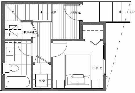 First Floor Plan of 7213 5th Ave NE of the Verde Towns in Green Lake