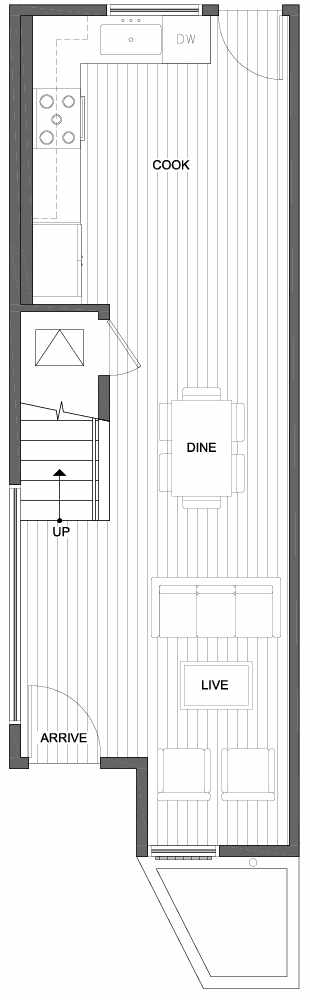 First Floor Plan of 809C N 47th St in Sunstone at Fremont by Isola Homes