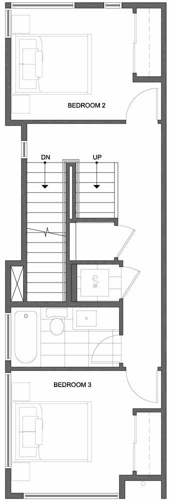 Second Floor Plan of 809C N 47th St in Sunstone at Fremont by Isola Homes