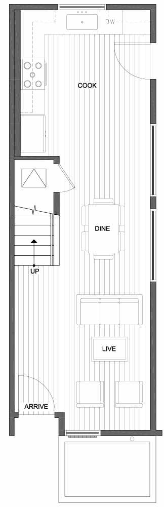 First Floor Plan of 809A N 47th St in Sunstone at Fremont by Isola Homes