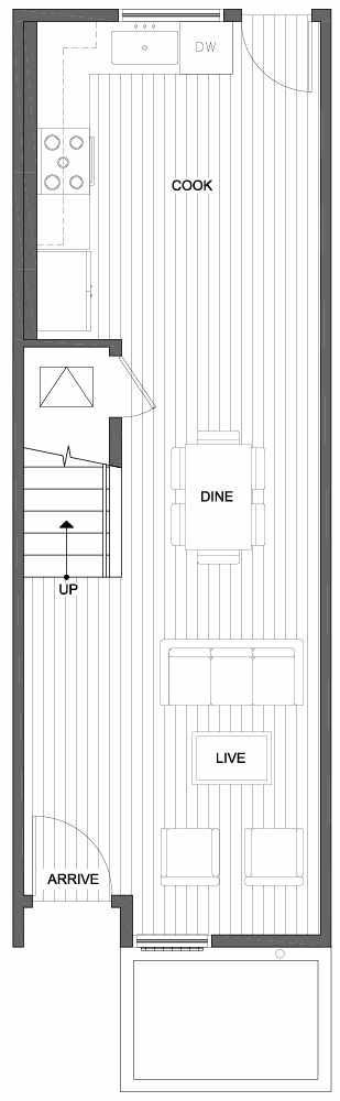 First Floor Plan of 809B N 47th St in Sunstone at Fremont by Isola Homes