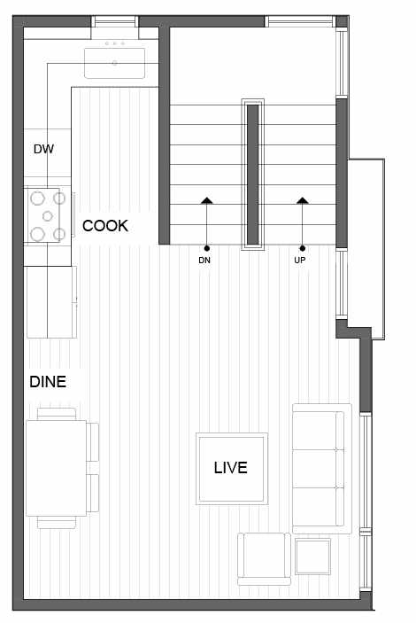 Second Floor Plan of 819 NE 71st St, One of the Clio Townhomes in Roosevelt