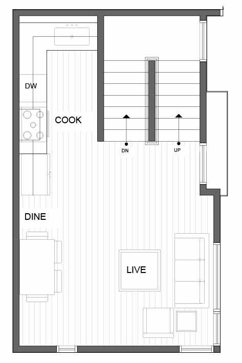 Second Floor Plan of 821 NE 71st St, One of the Clio Townhomes in Roosevelt