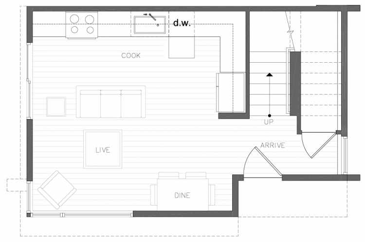 First Floor Plan of 8354A 14th Ave NW in the Thoren Townhomes