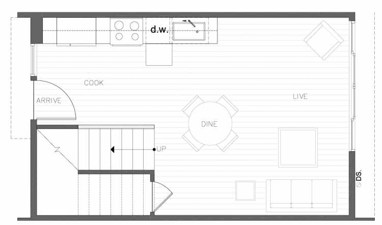 First Floor Plan of 8354C 14th Ave NW in the Thoren Townhomes