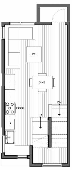 Second Floor Plan of 8509A 16th Ave NW, One of the Ryden Townhomes in Crown Hill