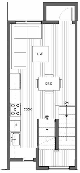 Second Floor Plan of 8509B 16th Ave NW, One of the Ryden Townhomes in Crown Hill