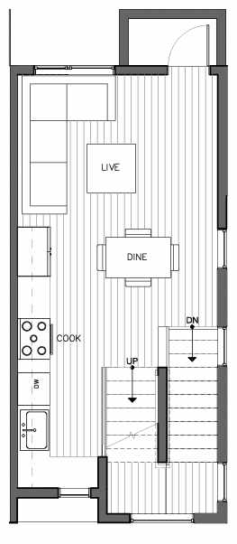 Second Floor Plan of 8509C 16th Ave NW, One of the Ryden Townhomes in Crown Hill