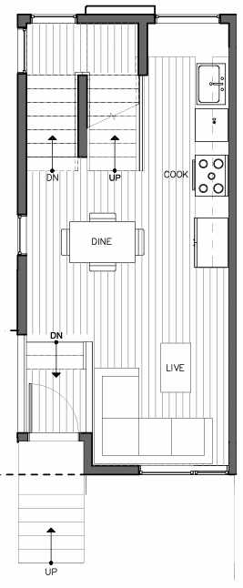 Second Floor Plan of 8511A 16th Ave NW, One of the Ryden Townhomes in Crown Hill