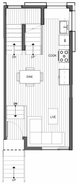 Second Floor Plan of 8511C 16th Ave NW, One of the Ryden Townhomes in Crown Hill