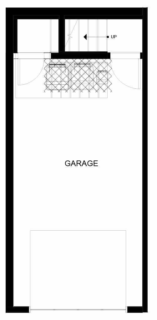 First Floor Plan of 8547A Midvale Ave N, One of the Fattorini Flats Townhomes in Licton Springs by Isola Homes