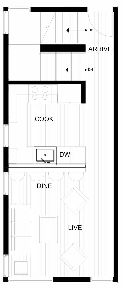 Second Floor Plan of 8547A Midvale Ave N, One of the Fattorini Flats Townhomes in Licton Springs by Isola Homes