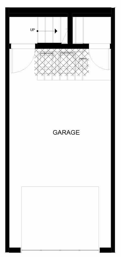 First Floor Plan of 8547B Midvale Ave N, One of the Fattorini Flats Townhomes in Licton Springs by Isola Homes