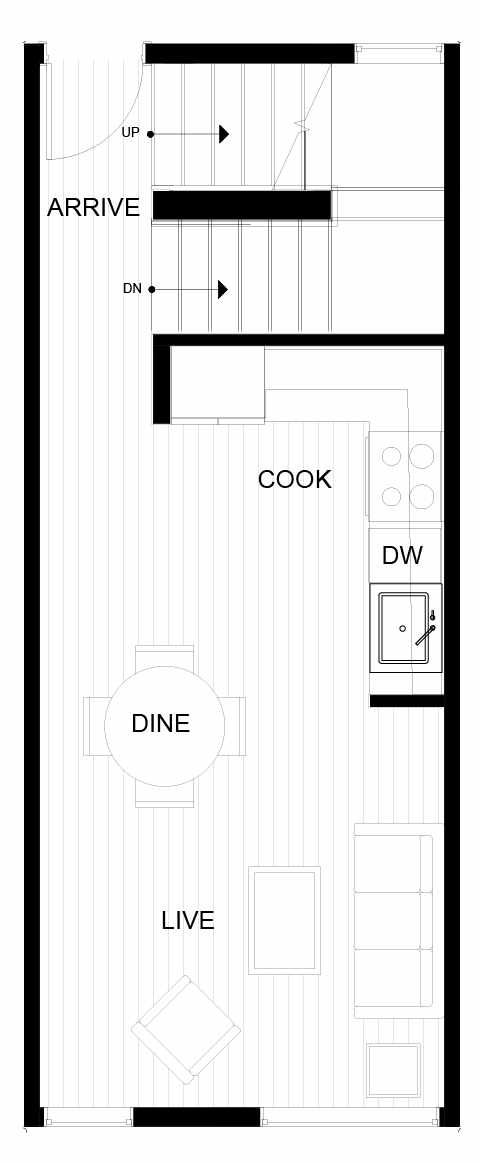 Second Floor Plan of 8547B Midvale Ave N, One of the Fattorini Flats Townhomes in Licton Springs by Isola Homes