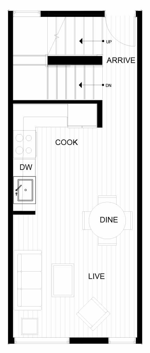 Second Floor Plan of 8547C Midvale Ave N, One of the Fattorini Flats Townhomes in Licton Springs by Isola Homes