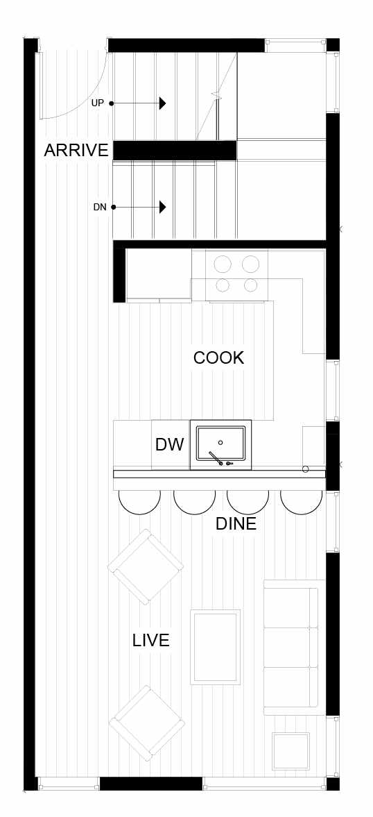 Second Floor Plan of 8547D Midvale Ave N, One of the Fattorini Flats Townhomes in Licton Springs by Isola Homes