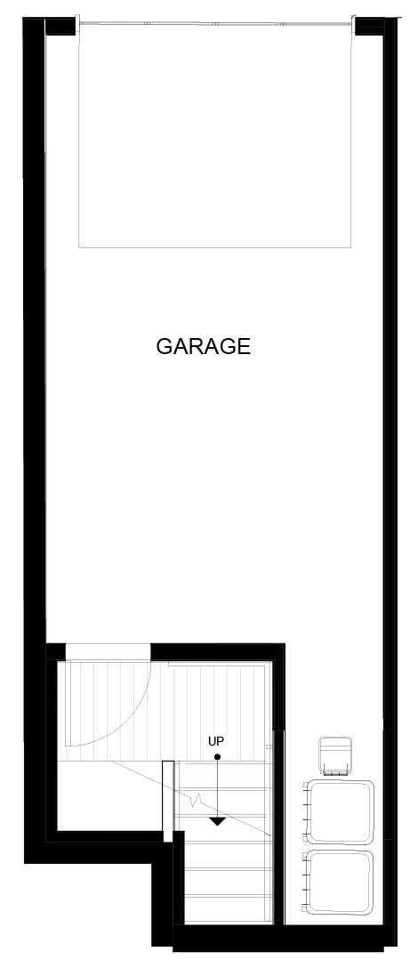 First Floor Plan of 8549A Midvale Ave N, One of the Fattorini Flats Townhomes in Licton Springs by Isola Homes