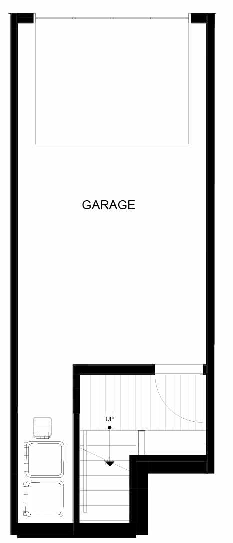 First Floor Plan of 8549B Midvale Ave N, One of the Fattorini Flats Townhomes in Licton Springs by Isola Homes