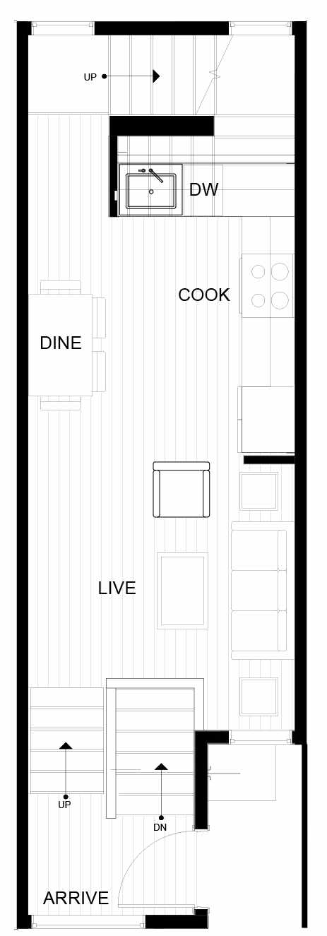 Second Floor Plan of 8549B Midvale Ave N, One of the Fattorini Flats Townhomes in Licton Springs by Isola Homes
