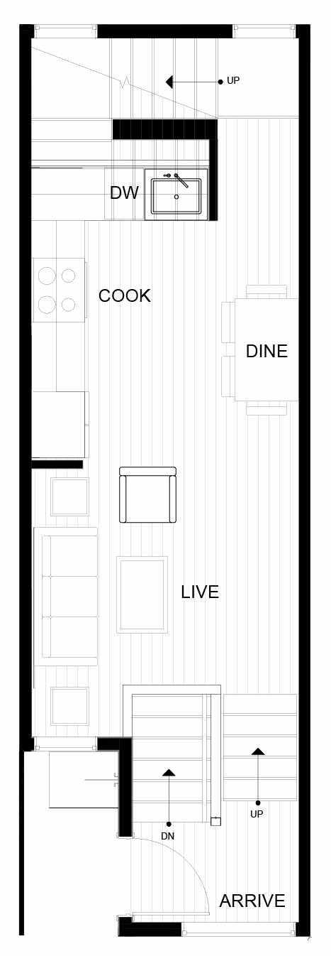 Second Floor Plan of 8549C Midvale Ave N, One of the Fattorini Flats Townhomes in Licton Springs by Isola Homes