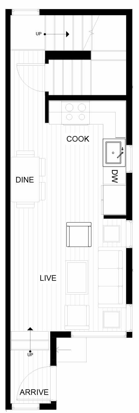 Second Floor Plan of 8549D Midvale Ave N, One of the Fattorini Flats Townhomes in Licton Springs by Isola Homes