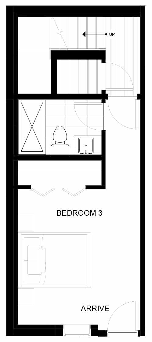 First Floor Plan of 8551A Midvale Ave N, One of the Fattorini Flats North Homes, in Licton Springs by Isola Homes