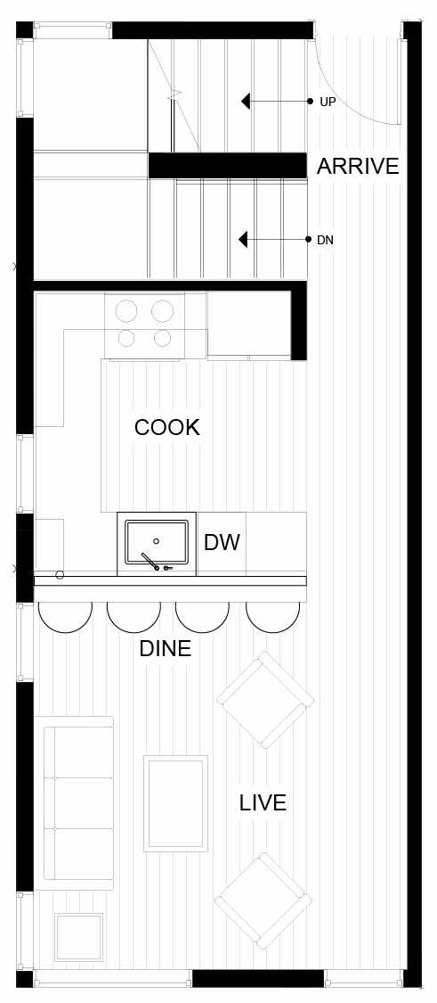 Second Floor Plan of 8551A Midvale Ave N, One of the Fattorini Flats North Homes, in Licton Springs by Isola Homes