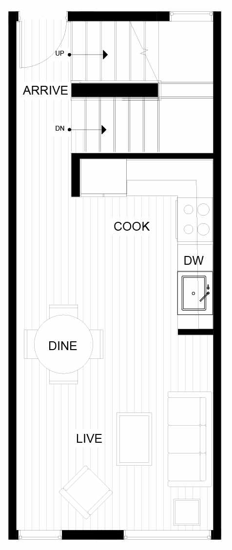 Second Floor Plan of 8551B Midvale Ave N, One of the Fattorini Flats North Homes, in Licton Springs by Isola Homes