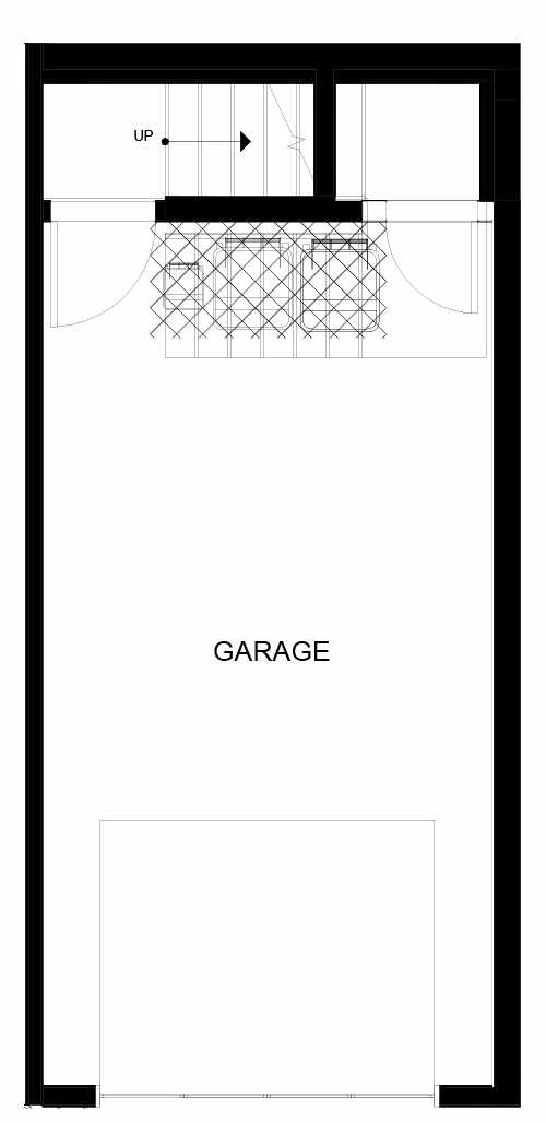 First Floor Plan of 8551D Midvale Ave N, One of the Fattorini Flats North Homes, in Licton Springs by Isola Homes