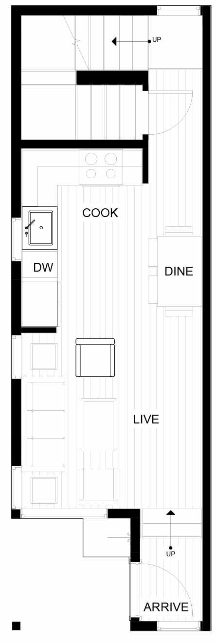 Second Floor Plan of 8553A Midvale Ave N, One of the Fattorini Flats North Homes, in Licton Springs by Isola Homes