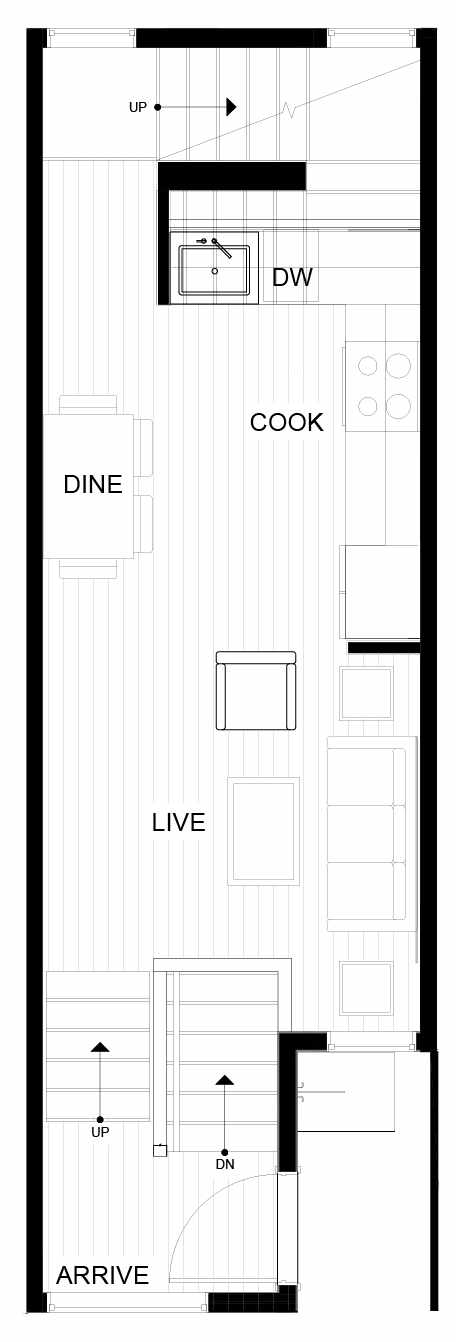 Second Floor Plan of 8553B Midvale Ave N, One of the Fattorini Flats North Homes, in Licton Springs by Isola Homes
